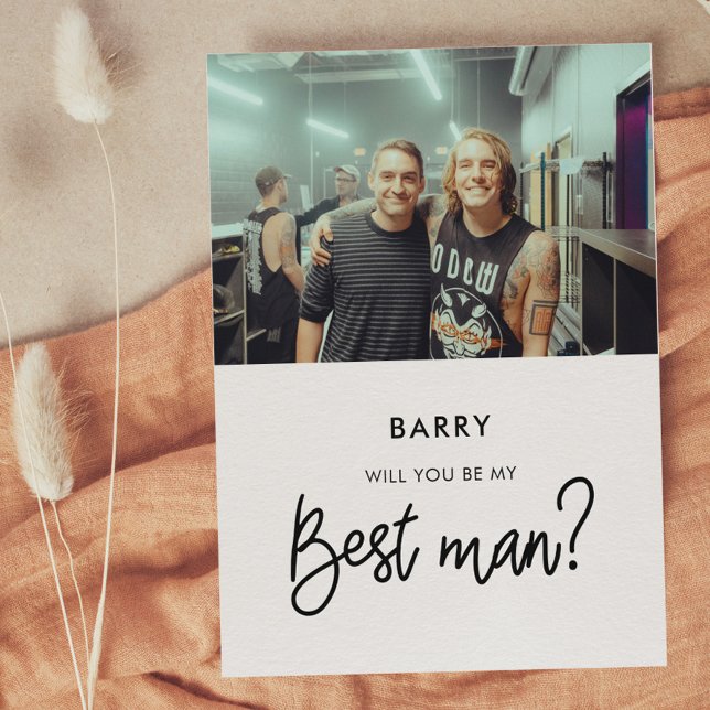 Modern Vil du vara min bestman fotokort Inbjudningar (Skapare uppladdad)