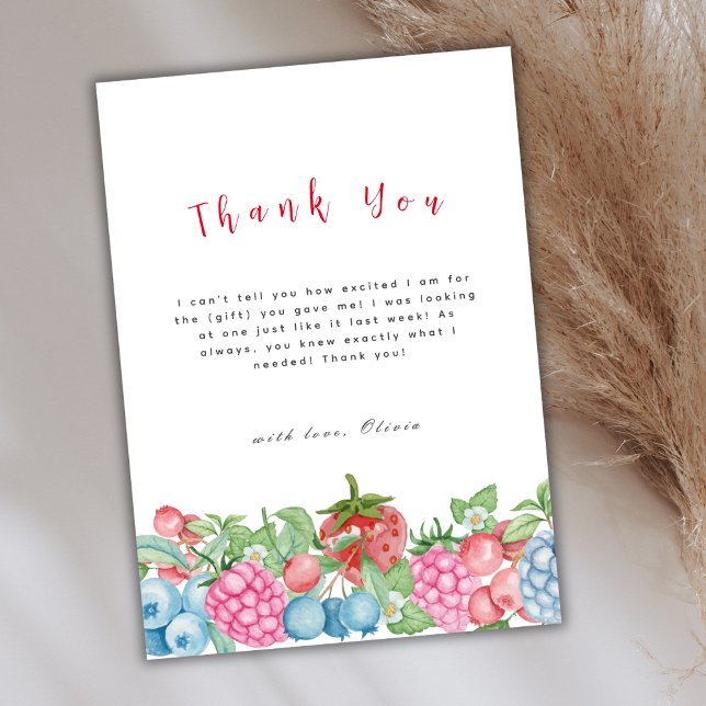 Modern Vild Berry Sweet Baby Shower Tack Kort (Modern Wild Berry Sweet Baby Shower Thank You Card)
