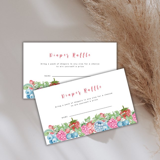 Modern Vild Berry Sweet Diaper Raffle Baby Shower Tilläggskort (Modern Wild Berry Sweet Diaper Raffle Baby Shower Enclosure Card)