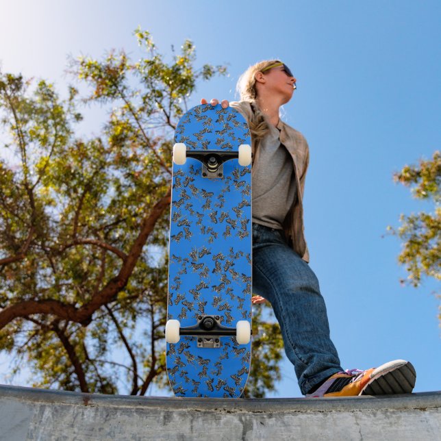 Modern vild blå zebra mini skateboard bräda 18,5 cm (Utomhus 1)