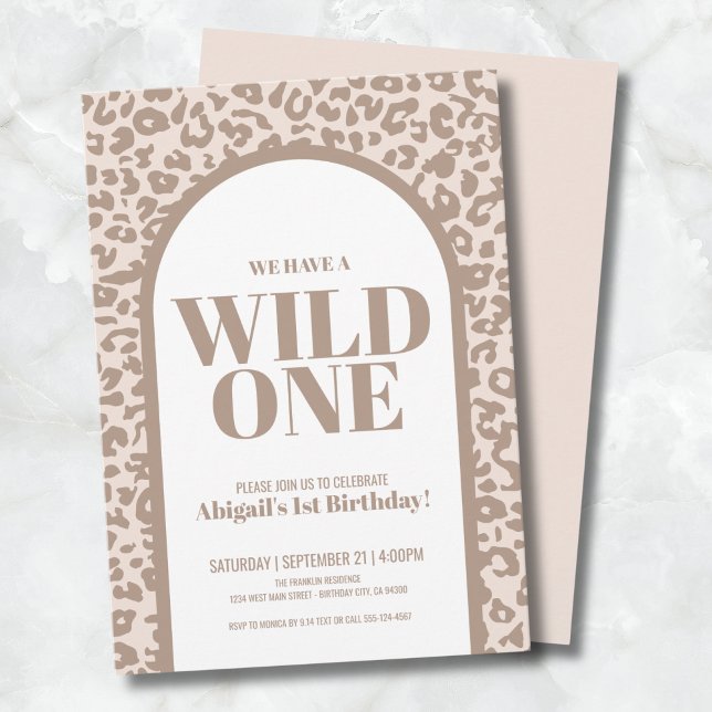 Modern Vild ett 1:a födelsedag Party Inbjudningar (Modern Wild One 1st Birthday Party Invitation)