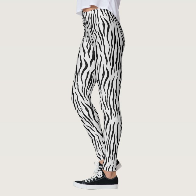 Modern Vild White Tiger Mönster Leggings (Vänster)