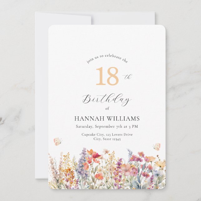 Modern, vildblomma, baby shower-inbjudan inbjudningar (Framsida)