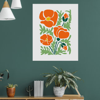 Modern vildblomma botanisk blomster väggkonstaffis poster