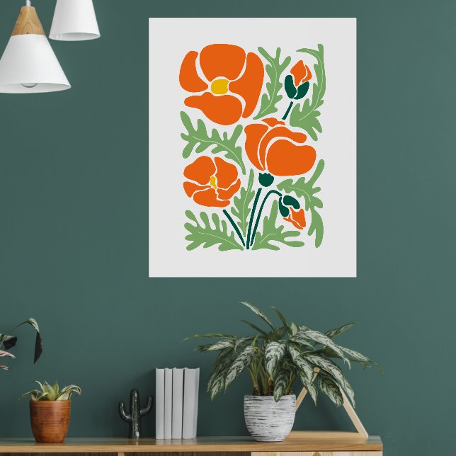 Modern vildblomma botanisk blomster väggkonstaffis poster (Vardagsrum 1)