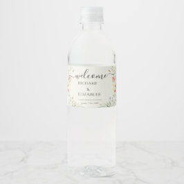 Modern Vildblomma Minimalistisk Elegant Bröllop Vattenflaskor Etikett