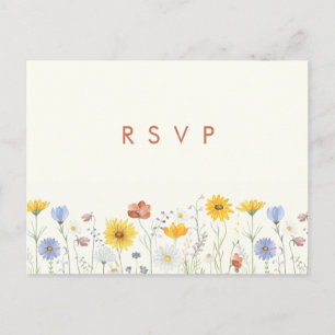 Modern vildblomma vår bröllop RSVP vykort