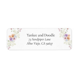 Modern vildblomma vårbröllop returadress etikett