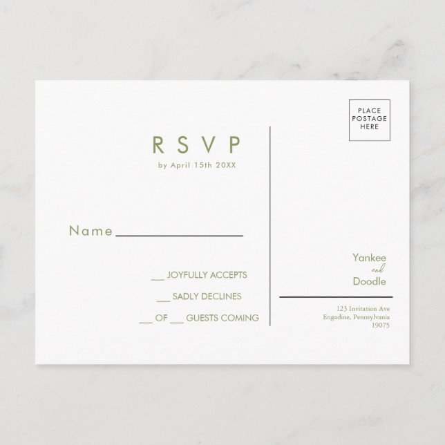 Modern vildblomma vårbröllop RSVP vykort (Baksida)