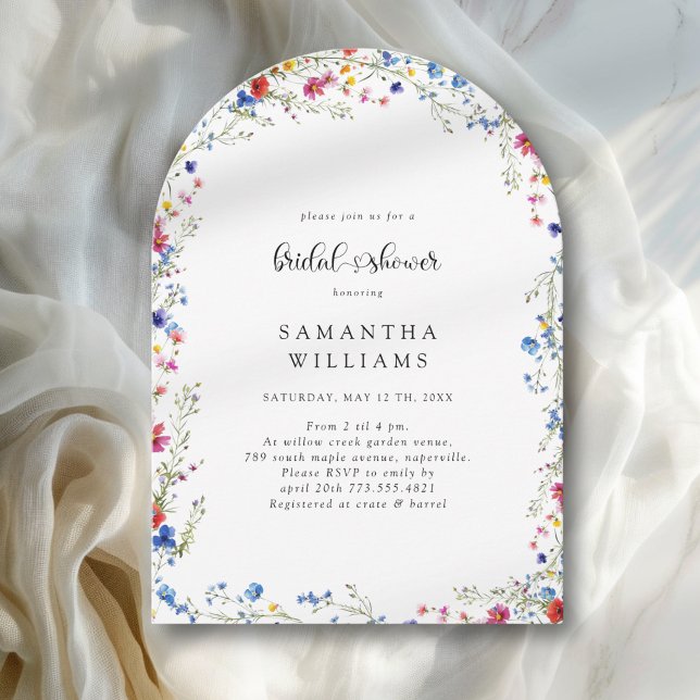 Modern vildblomsbröllopsfest inbjudningar (Modern Wildflower Bridal Shower Invitation)
