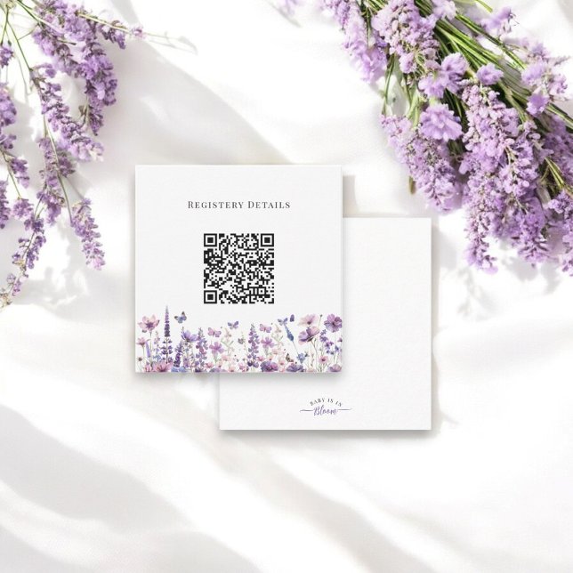 Modern vildblomsterdusch registerqr-kod tilläggskort (modern qr code  wildflower baby shower registery by willow spring studio)