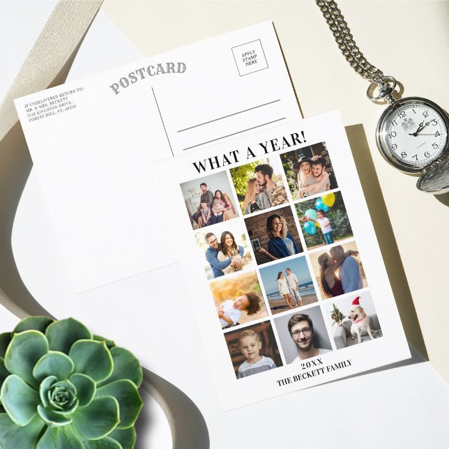 Modern vilket år i recension 12 fotokollage helg vykort (Skapare uppladdad)