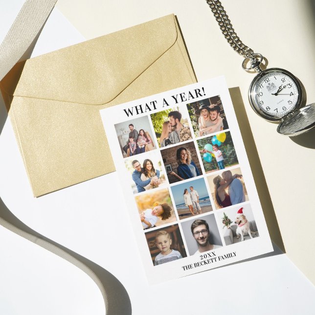 Modern vilket år i recension 12 fotokollage julkort (Skapare uppladdad)