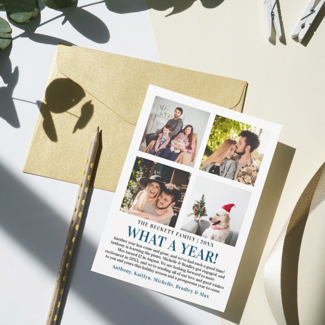 Modern vilket år i recension 4 fotokollage julkort (Skapare uppladdad)