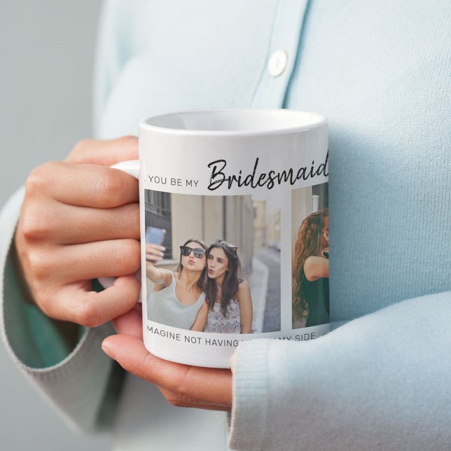 Modern Vill du vara min brudtjänare? | Fotokollage Kaffemugg (Skapare uppladdad)