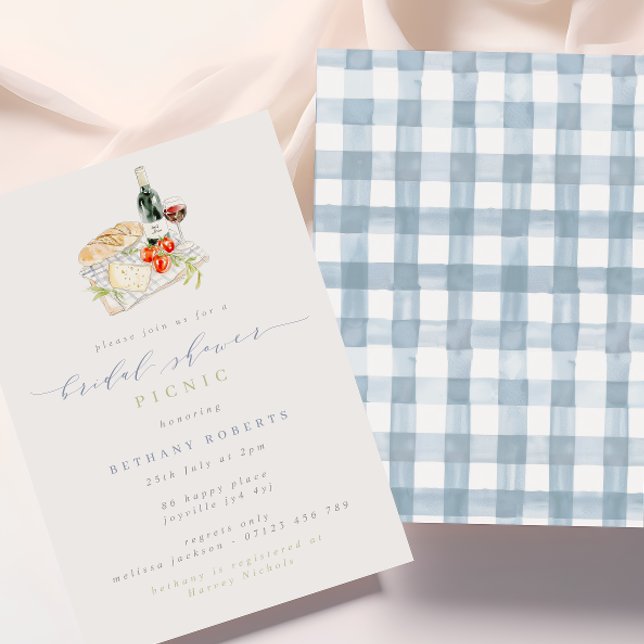 Modern Vin & Cheese Möhippa Picnic Inbjudningar (Skapare uppladdad)