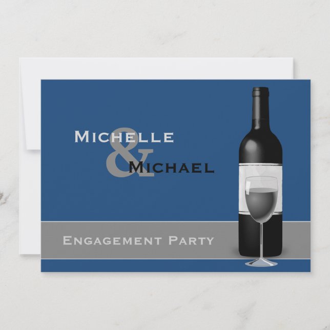 Modern Vin Flaska-Förlovningsfest Inbjudningar (Framsida)