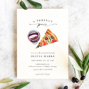 Modern Vin & Pizza Perfekt Pair-Möhippa Inbjudningar