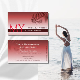 Modern Vin Red Gradient Handflatan Löv Monogram he Visitkort