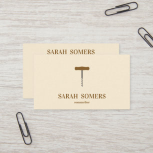 Modern Vin Stain Corkskruv Sommelier Bartender Visitkort