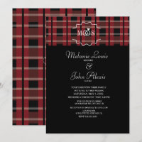 Modern vinflanell tartan rutig ringlogotyp bröllop