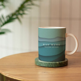 Modern Vinkara blå havet Kaffemugg