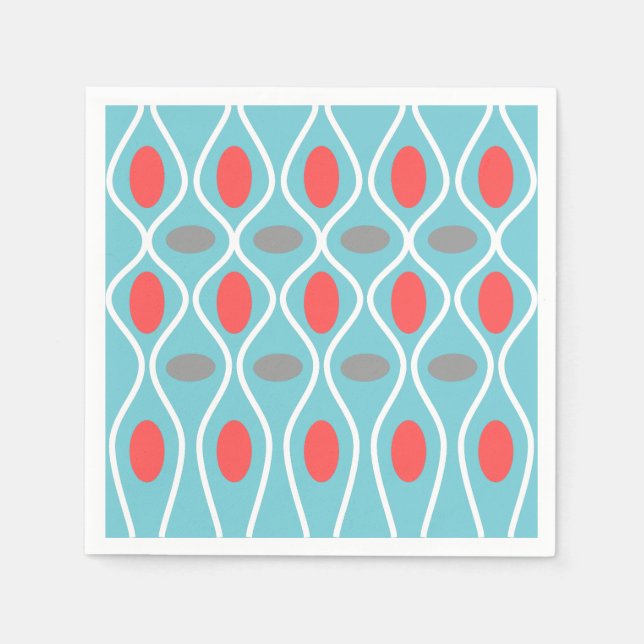 Modern, Vinkara sfärer, blå, röd, Grått Pappersservett (Framsidan)