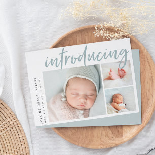 Modern Vinkel Tre foto Collage Birth Meddelande