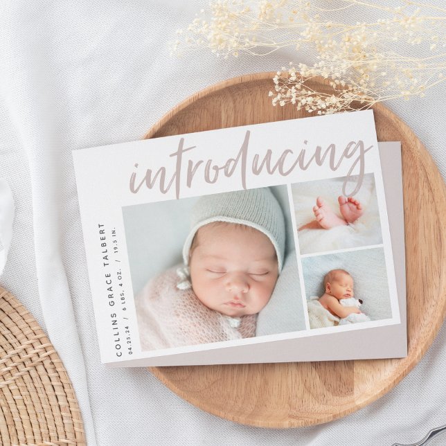Modern Vinkel | Tre foto Collage Birth Meddelande (Skapare uppladdad)