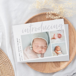 Modern Vinkel Tre foto Collage Birth Meddelande