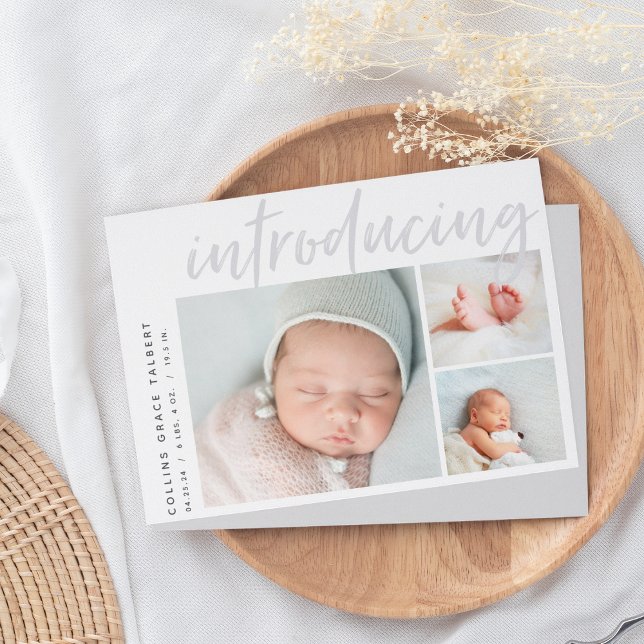 Modern Vinkel | Tre foto Collage Birth Meddelande (Skapare uppladdad)