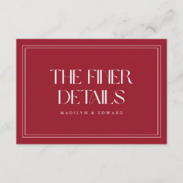 Modern vinröd "The Finer Details" Bröllop Tilläggskort