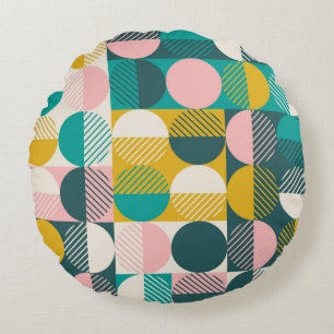 Modern vintage abstrakt sömlös geometrisk mönster rund kudde