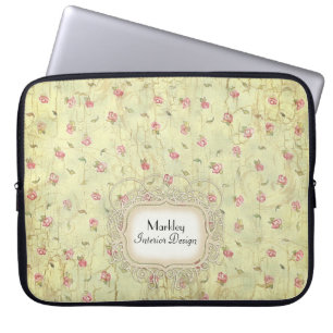 Modern Vintage Art Ro Tea Nedfläckad Åldras Crackl Laptop Sleeve