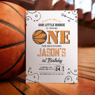 Modern Vintage Basketball Sports 1:a födelsedag Inbjudningar