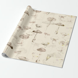 Modern Vintage Beige Mushroom Mönster Presentpapper