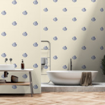 Modern Vintage - blå Snäcka på Cream Beige
