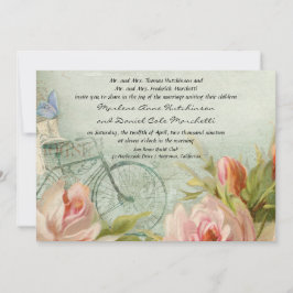 Modern Vintage Blommigt Pastel Rosa ros Butterfly Inbjudningar