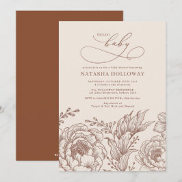 Modern Vintage Blommigt Terracotta Baby Shower Inbjudningar