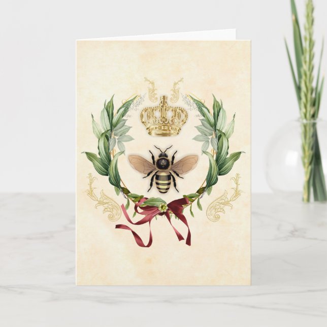 Modern Vintage Botanical Queen Bee Kort (Framsida)