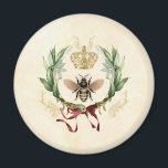 Modern Vintage Botanical Queen Bee Magnet<br><div class="desc">Modern Vintage Botanical Queen Bee bee honey kryp insekt,  retro vintage elegant bladage,  blommar bouquet botanical trädgård ,  sommar vår blommigt löv teckning,  illustration av vattenfärgen krona lyxury,  gult art drottnektar,  söt vacker buzskönhet,  vingar guld blomma djur,  vild honungsbin,  insekt honung kryp,  .</div>