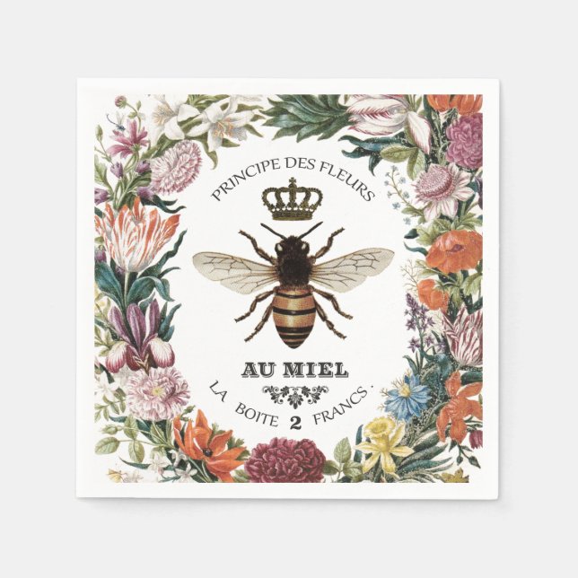 MODERN VINTAGE BOTANICAL QUEEN BEE PAPPERSSERVETT (Framsidan)