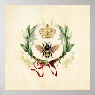 Modern Vintage Botanical Queen Bee Poster
