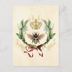 Modern Vintage Botanical Queen Bee Vykort