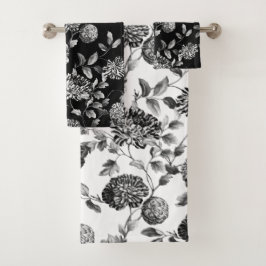 Modern vintage botaniska blom- Toile för svart vit