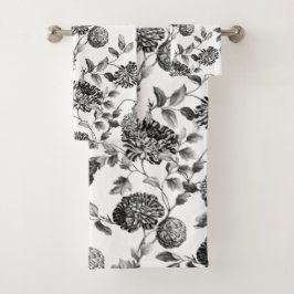 Modern vintage botaniska blom- Toile för svart vit