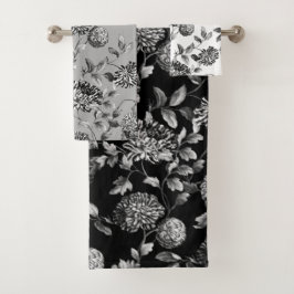 Modern vintage botaniska blom- Toile för svart vit