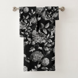 Modern vintage botaniska blom- Toile för svart vit