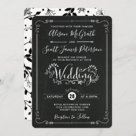 Modern Vintage Botaniska Bröllop Retro Inbjudan