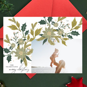 Modern Vintage botaniskt CHRISTMAS Photo Ram Julkort